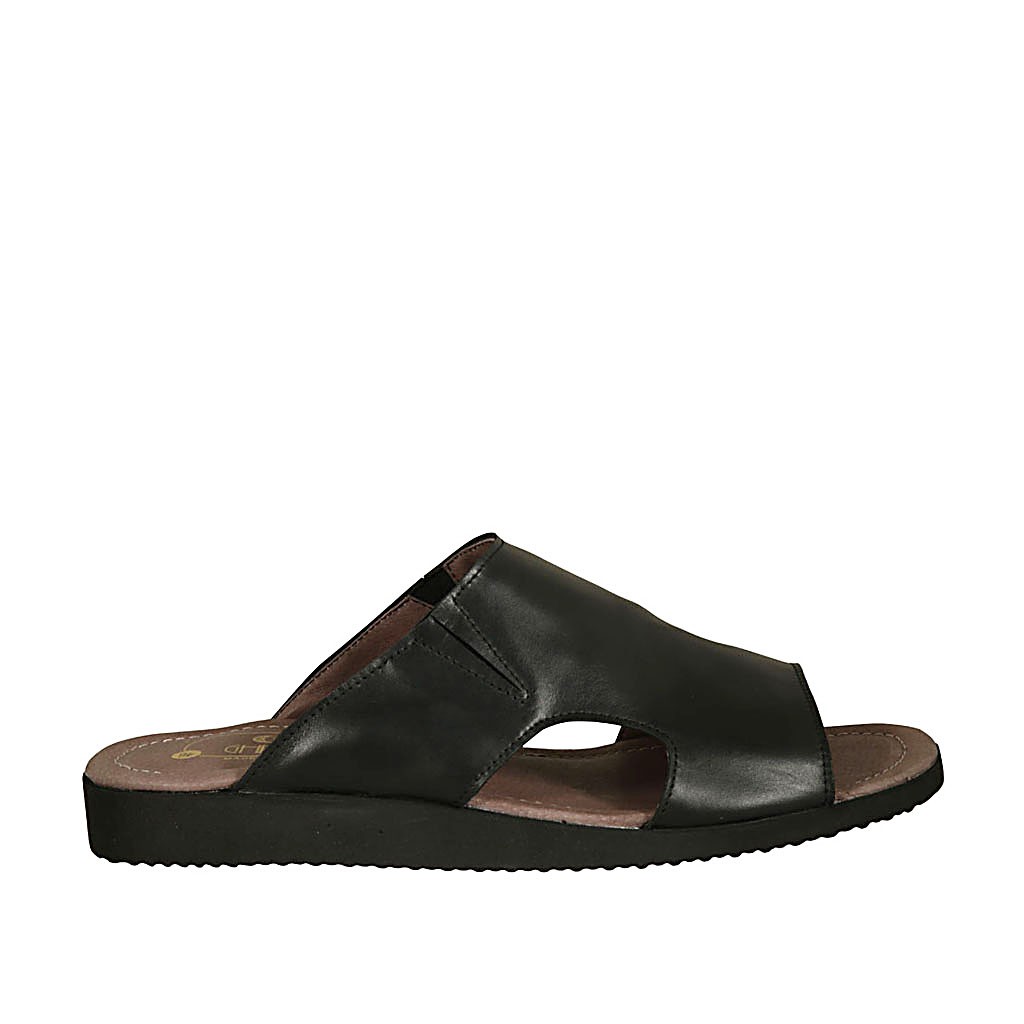 mens black leather mules