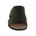 Men's mule with elastic bands in black leather - Available sizes:  46