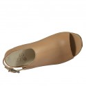 Sandalo accollato con plateau in pelle beige con zeppa rivestita multicolore effetto optical tacco 10 - Misure disponibili: 42