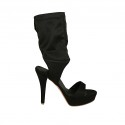 Sandale pour femmes avec plateforme en tissu elastique noir talon 11 - Pointures disponibles:  34