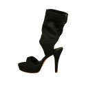 Sandalo da donna con plateau in tessuto elasticizzato nero tacco 11 - Misure disponibili: 32, 34, 42, 43, 44, 46