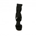 Sandalia para mujer con plataforma en tejido elastico negro tacon 11 - Tallas disponibles:  34