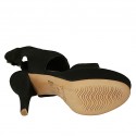 Sandale pour femmes avec plateforme en tissu elastique noir talon 11 - Pointures disponibles:  34