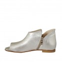 Woman's open shoe with zippers in silver laminated leather heel 1 - Available sizes:  42