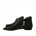 Chaussure ouverte pour femmes avec fermetures éclair en cuir noir talon 1 - Pointures disponibles:  33, 34