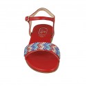 Sandale pour femmes en cuir rouge avec courroie et strass talon 2 - Pointures disponibles:  32