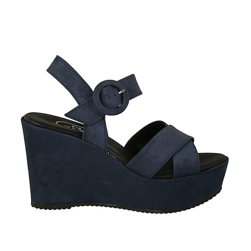 scarpe con zeppa blu