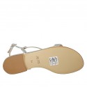 Woman's sandal with buckle in silver laminated leather heel 1 - Available sizes:  32