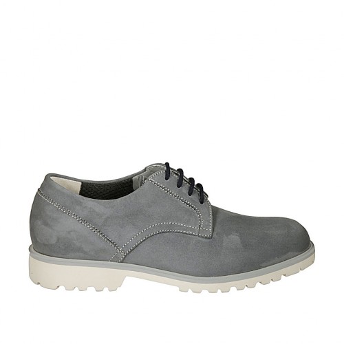 Chaussure à lacets sportif pour hommes en cuir nubuck gris - Pointures disponibles:  46, 47