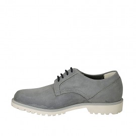 Men's casual laced shoe in grey nubuck leather - Available sizes:  46 2