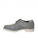 Zapato de sport con cordones para hombre en piel nubuk gris - Tallas disponibles:  46, 47