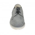 Zapato de sport con cordones para hombre en piel nubuk gris - Tallas disponibles:  46, 47