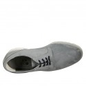Men's casual laced shoe in grey nubuck leather - Available sizes:  46, 47