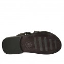 Men's slipper in black leather and printed leather - Available sizes:  36, 37, 38, 46, 47