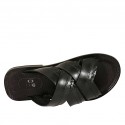 Men's slipper in black leather and printed leather - Available sizes:  36, 37, 38, 46, 47