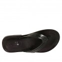 Men's flip-flop slipper in black leather and printed leather - Available sizes:  36, 37, 38, 47, 48, 49