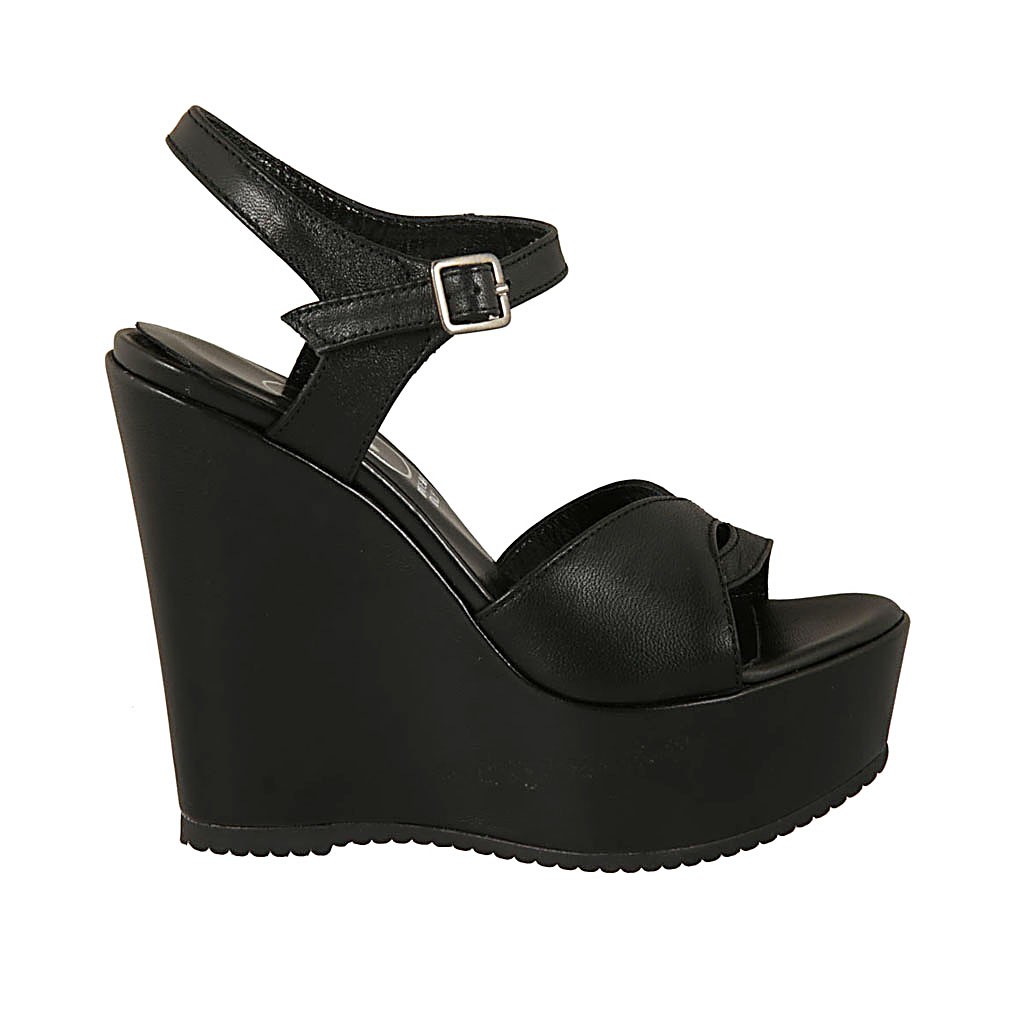 black and white wedge heels