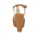Sandalia para mujer en piel color cuero con cinturon, plataforma y cuña 12 - Tallas disponibles:  42