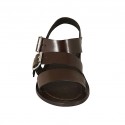 Men's sandal with buckles in dark brown leather - Available sizes:  36, 37, 47