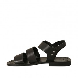 Sandalo da uomo con fibbie in pelle nera - Misure disponibili: 36, 37 2
