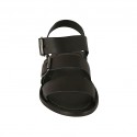 Men's sandal with buckles in black leather  - Available sizes:  36, 37, 47