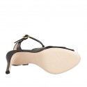 Sandale pour femmes en cuir verni noir avec courroie talon 8 - Pointures disponibles:  32, 42