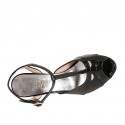 Sandalia para mujer en charol negro con cinturon tacon 8 - Tallas disponibles:  32, 42