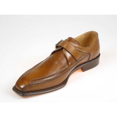 Men's elegant shoe with buckle in cognac leather - Available sizes:  51 2