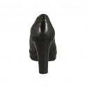 Geschlossener Damenschuh mit Schnürsenkeln aus schwarzem Leder mit innerem Plateau Absatz 9 - Verfügbare Größen:  42, 43