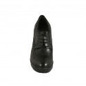 Woman's laced shoe with platform in black leather heel 9 - Available sizes:  42
