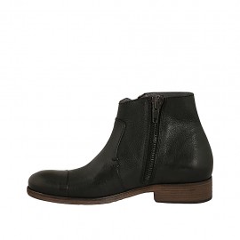 Men's ankle boot with double zipper in black leather - Available sizes:  47 2