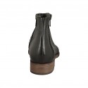 Men's ankle boot with double zipper in black leather - Available sizes:  47
