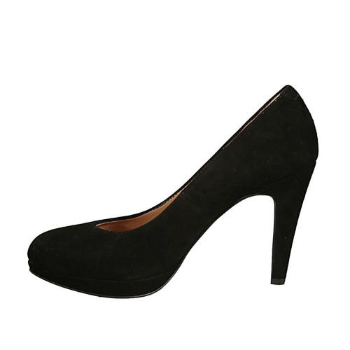 Woman's pump in black suede with and heel 9