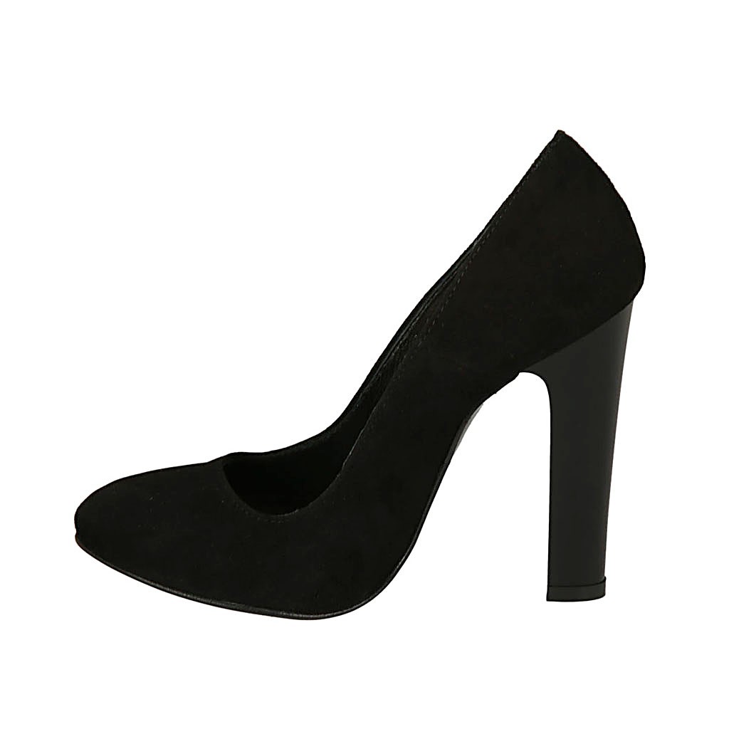 black suede platform heels