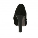 Chaussure fermée pour femmes avec franges et chaîne en daim noir talon 10 - Pointures disponibles:  31, 42