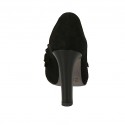 Chaussure fermée pour femmes avec franges et chaîne en daim noir talon 10 - Pointures disponibles:  42