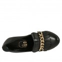 Chaussure fermée pour femmes avec franges et chaîne en cuir noir talon 10 - Pointures disponibles:  31