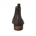 Men's elegant ankle boot with zippers and Brogue decorations in maroon leather - Available sizes:  37, 47, 48, 50