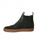 Botines para hombre en piel de color negro con elasticos verdes y decoración Brogue - Tallas disponibles:  38