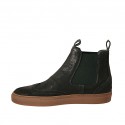 Men's ankle boot in black leather with green elastic bands and Brogue wingtip - Available sizes:  37, 38, 47, 50