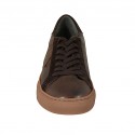 Men's laced casual shoe in brown leather and suede - Available sizes:  47