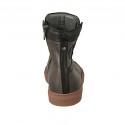 Chaussure à la cheville pour hommes avec fermeture éclair et lacets en cuir noir et gris - Pointures disponibles:  37
