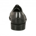 Chaussure derby élégant à lacets pour hommes en cuir noir avec decoration Brogue - Pointures disponibles:  36, 38, 50