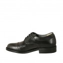 Chaussure derby avec lacets et bout droit pour hommes en cuir noir - Pointures disponibles:  36, 37, 38, 50