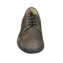 Zapato para hombre con cordones en piel nubuk gris - Tallas disponibles:  46, 47