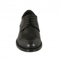 Men's derby shoe with laces and captoe in black leather - Available sizes:  38