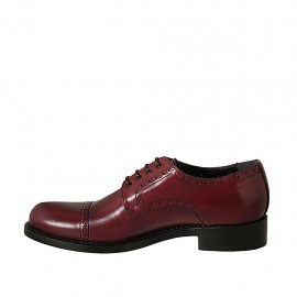 Scarpa stringata derby da uomo con puntale floreale in pelle bordeaux  - Misure disponibili: 48, 50 2
