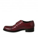 Chaussure derby à lacets pour hommes avec bout droit fleuri en cuir bordeaux  - Pointures disponibles:  48, 50