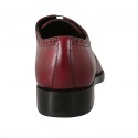 Chaussure derby à lacets pour hommes avec bout droit fleuri en cuir bordeaux  - Pointures disponibles:  46, 48, 50