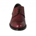Chaussure derby à lacets pour hommes avec bout droit fleuri en cuir bordeaux  - Pointures disponibles:  48, 50